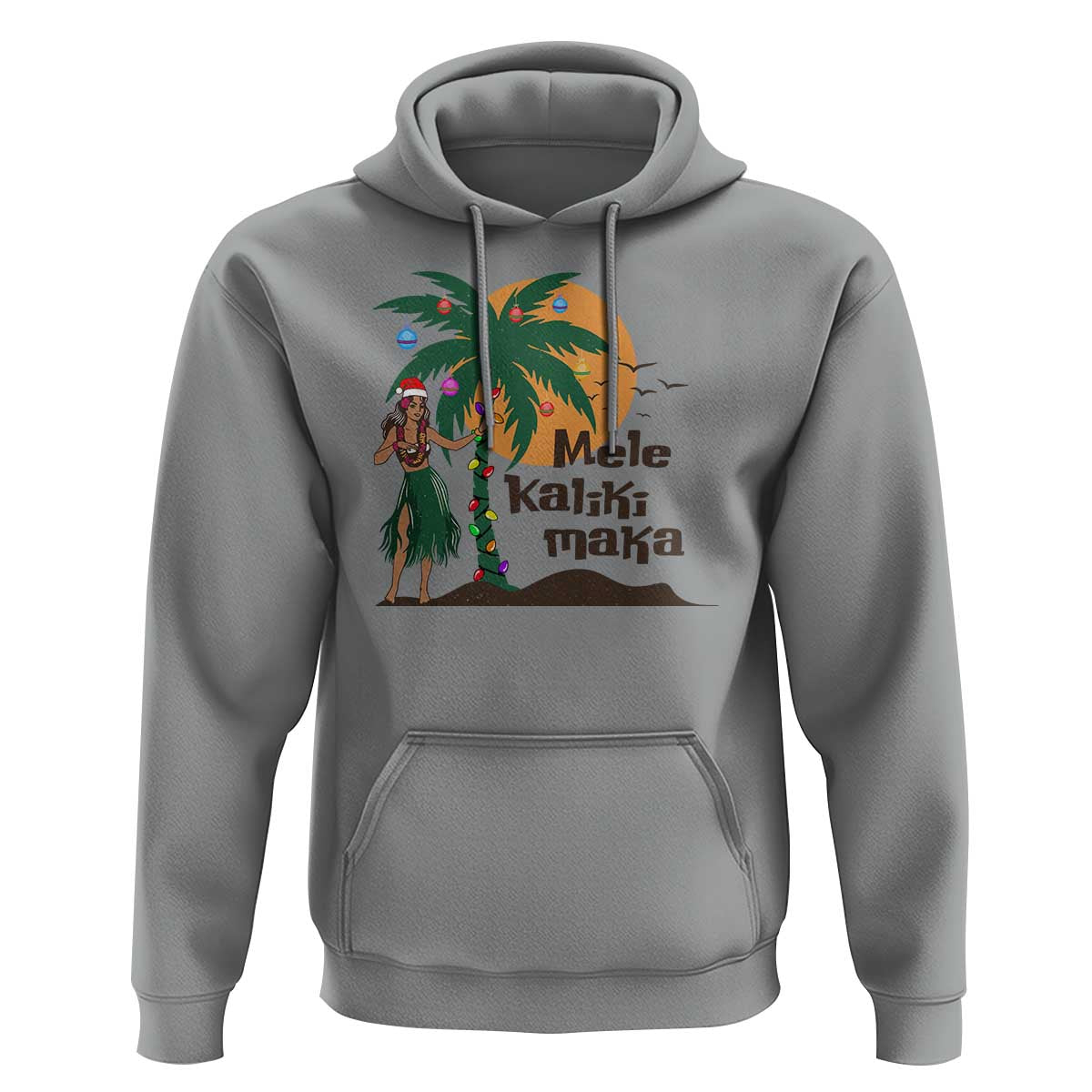 Christmas In Hawaii Hoodie Mele Kalikimaka Retro Hula Girls Santa Hat Xmas