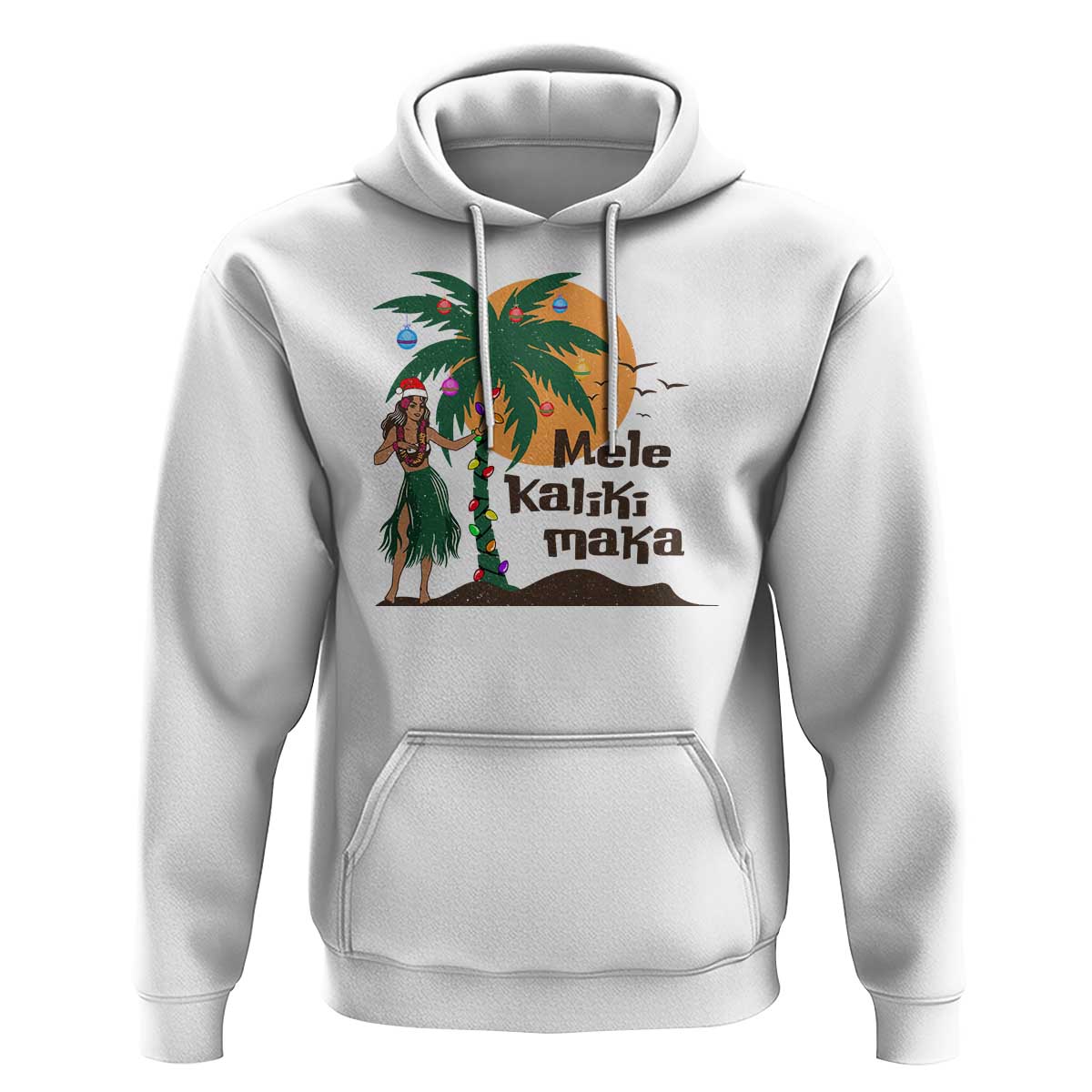 Christmas In Hawaii Hoodie Mele Kalikimaka Retro Hula Girls Santa Hat Xmas