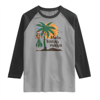 Christmas In Hawaii Raglan Shirt Mele Kalikimaka Retro Hula Girls Santa Hat Xmas