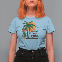 Christmas In Hawaii T Shirt For Women Mele Kalikimaka Retro Hula Girls Santa Hat Xmas - Wonder Print Shop