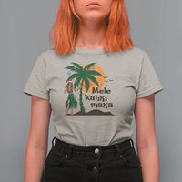 Christmas In Hawaii T Shirt For Women Mele Kalikimaka Retro Hula Girls Santa Hat Xmas - Wonder Print Shop