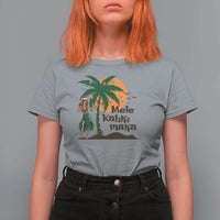 Christmas In Hawaii T Shirt For Women Mele Kalikimaka Retro Hula Girls Santa Hat Xmas - Wonder Print Shop