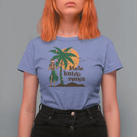 Christmas In Hawaii T Shirt For Women Mele Kalikimaka Retro Hula Girls Santa Hat Xmas - Wonder Print Shop