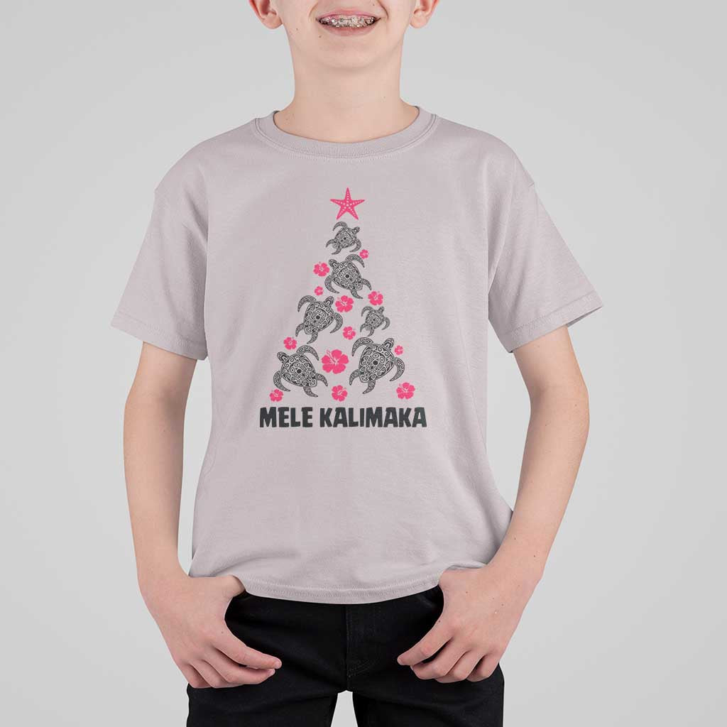 Christmas In Hawaii T Shirt For Kid Mele Kalikimaka Kakau Tattoo Turtle Christmas Tree - Wonder Print Shop