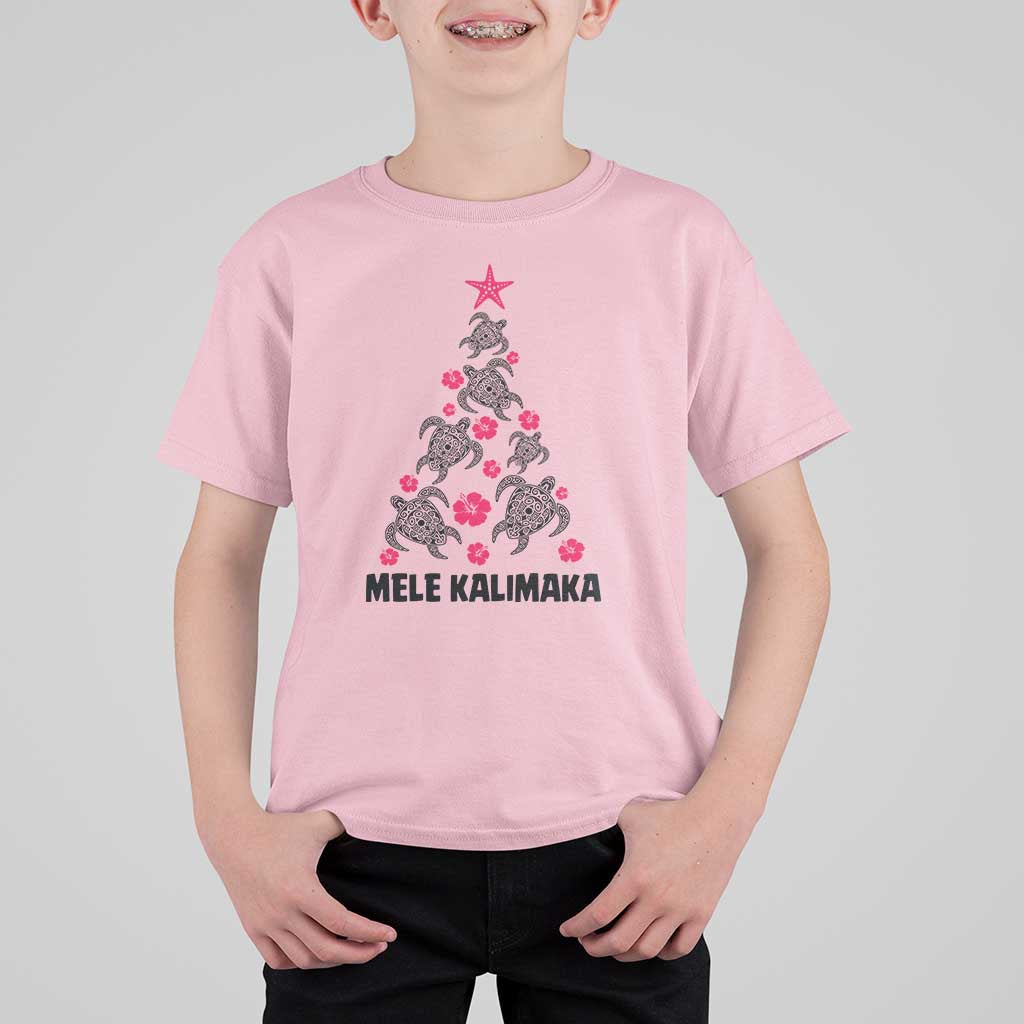 Christmas In Hawaii T Shirt For Kid Mele Kalikimaka Kakau Tattoo Turtle Christmas Tree - Wonder Print Shop
