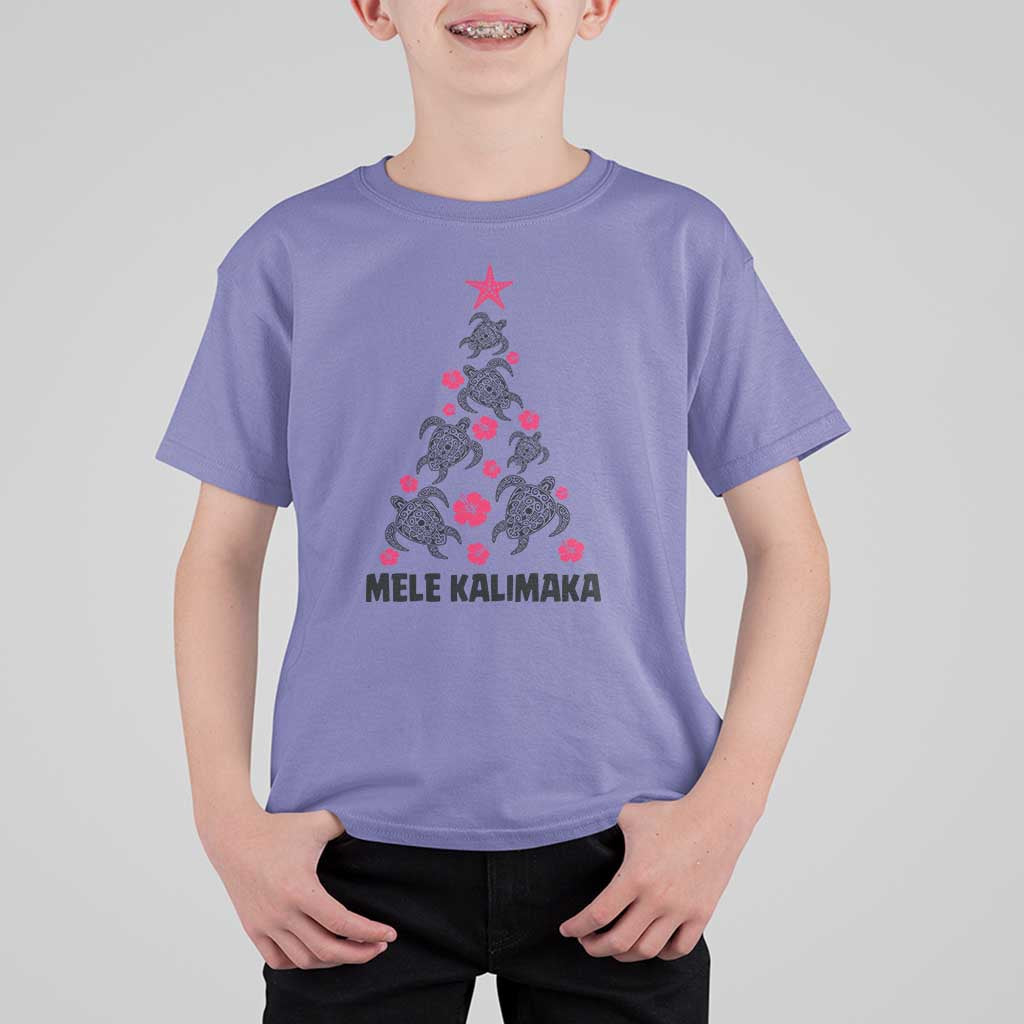 Christmas In Hawaii T Shirt For Kid Mele Kalikimaka Kakau Tattoo Turtle Christmas Tree - Wonder Print Shop