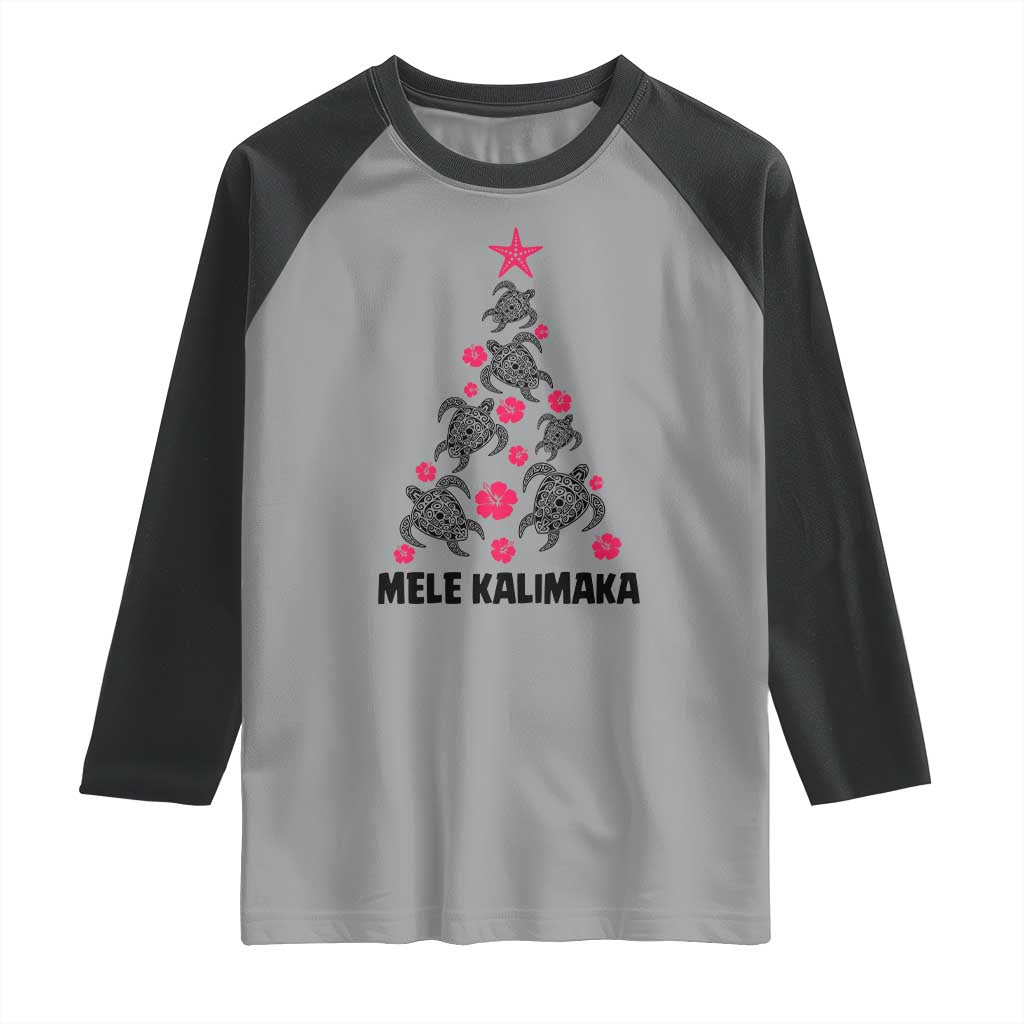 Christmas In Hawaii Raglan Shirt Mele Kalikimaka Kakau Tattoo Turtle Christmas Tree