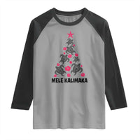 Christmas In Hawaii Raglan Shirt Mele Kalikimaka Kakau Tattoo Turtle Christmas Tree