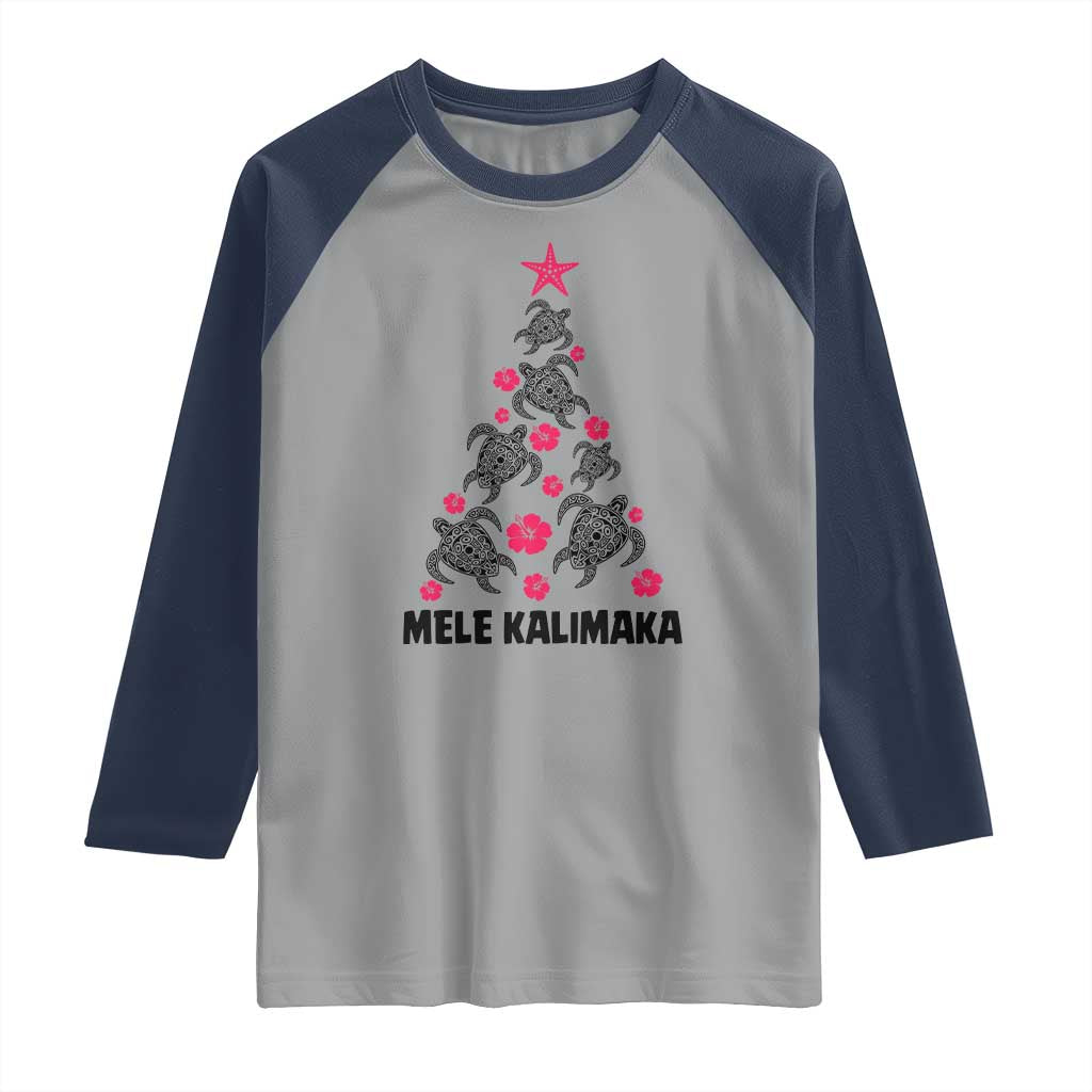 Christmas In Hawaii Raglan Shirt Mele Kalikimaka Kakau Tattoo Turtle Christmas Tree