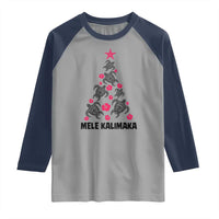 Christmas In Hawaii Raglan Shirt Mele Kalikimaka Kakau Tattoo Turtle Christmas Tree