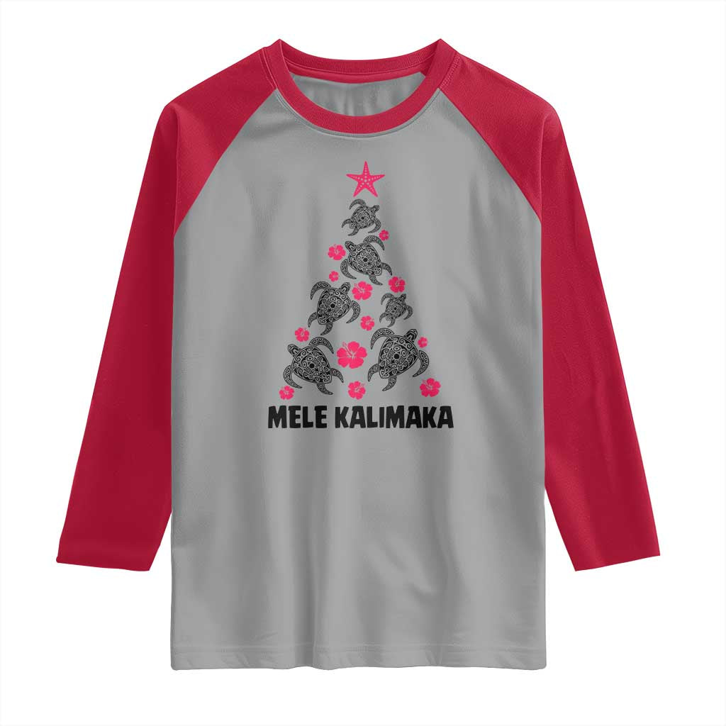 Christmas In Hawaii Raglan Shirt Mele Kalikimaka Kakau Tattoo Turtle Christmas Tree
