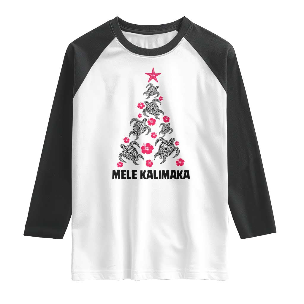 Christmas In Hawaii Raglan Shirt Mele Kalikimaka Kakau Tattoo Turtle Christmas Tree