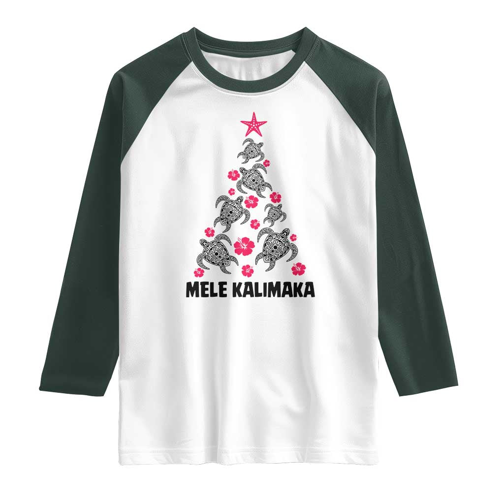 Christmas In Hawaii Raglan Shirt Mele Kalikimaka Kakau Tattoo Turtle Christmas Tree