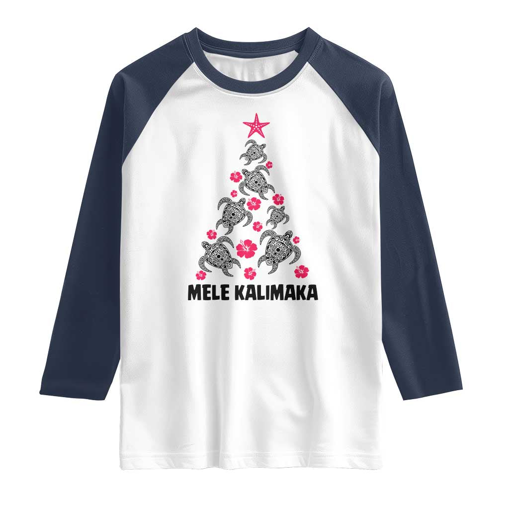 Christmas In Hawaii Raglan Shirt Mele Kalikimaka Kakau Tattoo Turtle Christmas Tree