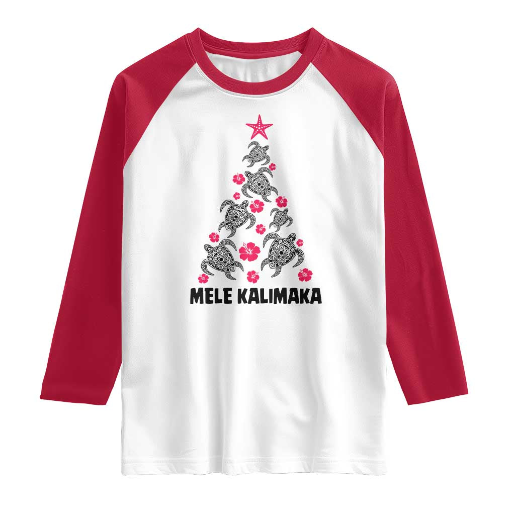 Christmas In Hawaii Raglan Shirt Mele Kalikimaka Kakau Tattoo Turtle Christmas Tree