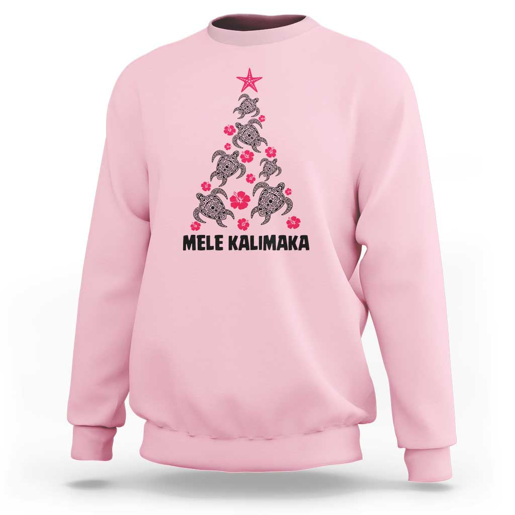 Christmas In Hawaii Sweatshirt Mele Kalikimaka Kakau Tattoo Turtle Christmas Tree - Wonder Print Shop