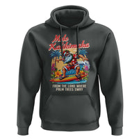 Christmas In Hawaii Hoodie Mele Kalikimaka From The Land Where Palm Trees Sway Surfing Santa