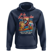 Christmas In Hawaii Hoodie Mele Kalikimaka From The Land Where Palm Trees Sway Surfing Santa