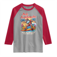 Christmas In Hawaii Raglan Shirt Mele Kalikimaka From The Land Where Palm Trees Sway Surfing Santa - Wonder Print Shop