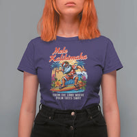 Christmas In Hawaii T Shirt For Women Mele Kalikimaka From The Land Where Palm Trees Sway Surfing Santa - Wonder Print Shop