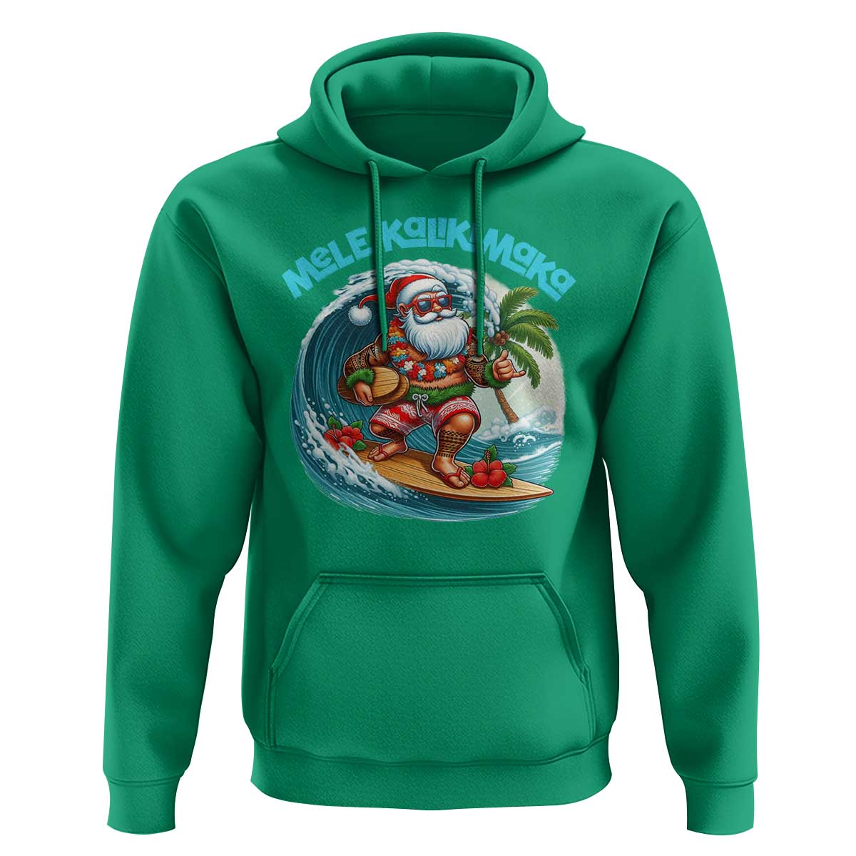 Christmas In Hawaii Hoodie Mele Kalikimaka Santa Surfing Hibiscus