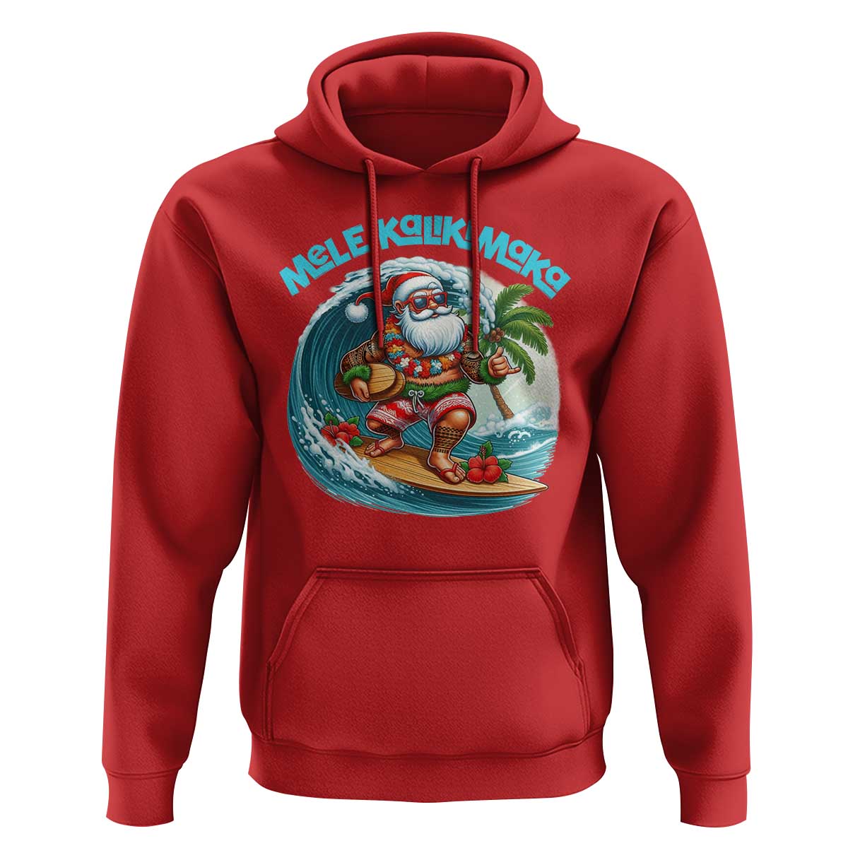 Christmas In Hawaii Hoodie Mele Kalikimaka Santa Surfing Hibiscus