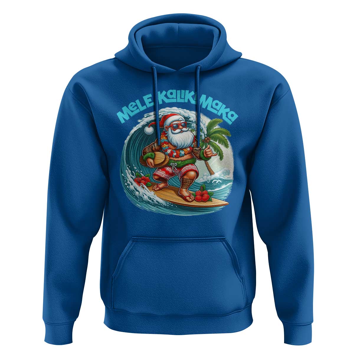 Christmas In Hawaii Hoodie Mele Kalikimaka Santa Surfing Hibiscus