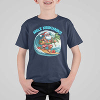 Christmas In Hawaii T Shirt For Kid Mele Kalikimaka Santa Surfing Hibiscus - Wonder Print Shop