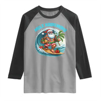 Christmas In Hawaii Raglan Shirt Mele Kalikimaka Santa Surfing Hibiscus - Wonder Print Shop