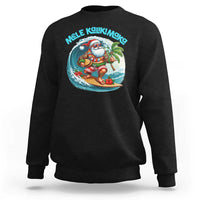 Christmas In Hawaii Sweatshirt Mele Kalikimaka Santa Surfing Hibiscus - Wonder Print Shop
