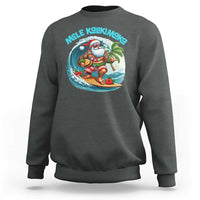 Christmas In Hawaii Sweatshirt Mele Kalikimaka Santa Surfing Hibiscus - Wonder Print Shop