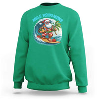 Christmas In Hawaii Sweatshirt Mele Kalikimaka Santa Surfing Hibiscus - Wonder Print Shop