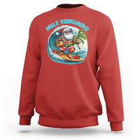 Christmas In Hawaii Sweatshirt Mele Kalikimaka Santa Surfing Hibiscus - Wonder Print Shop