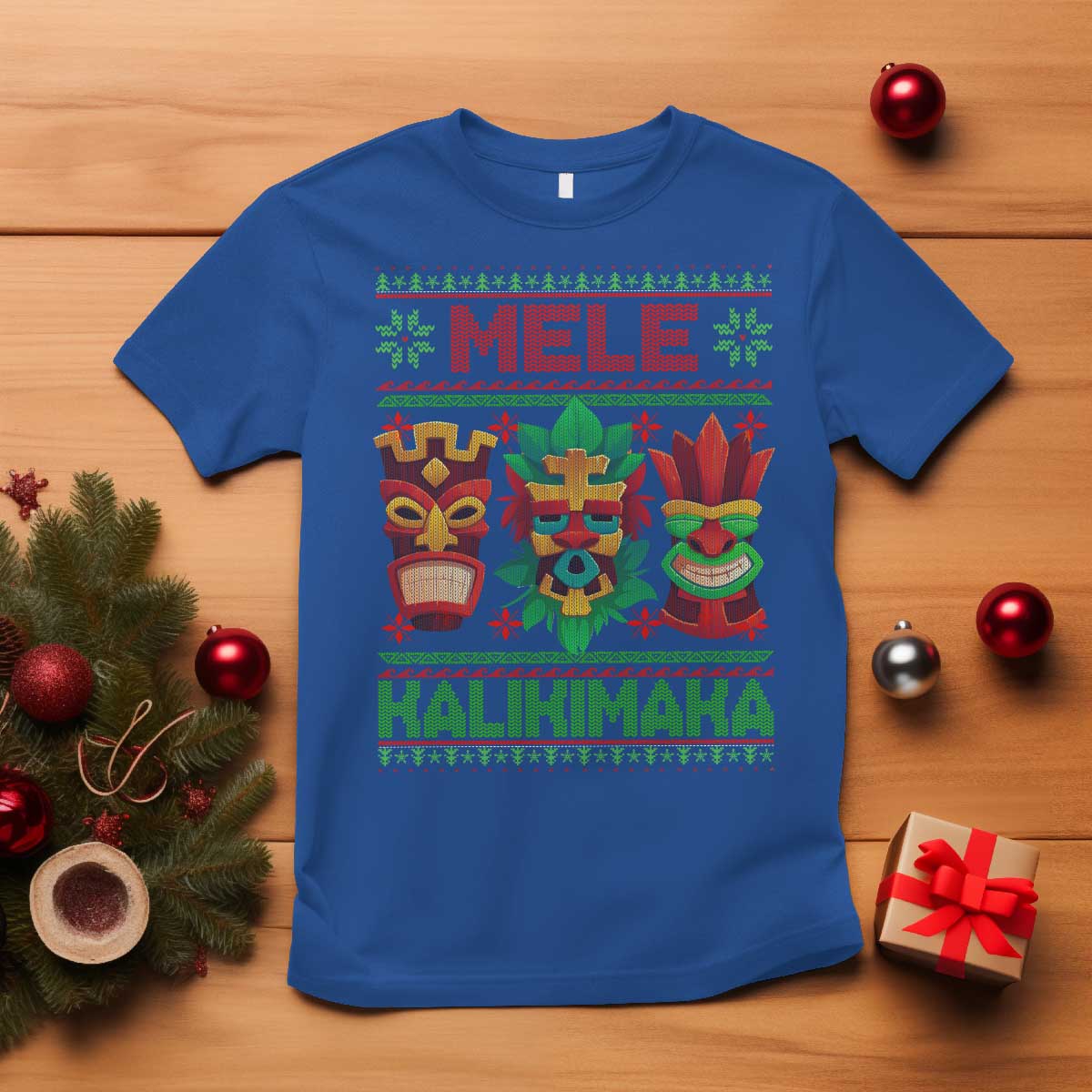 Christmas In Hawaii T Shirt Mele Kalikimaka Ugly Tikis Kakau Tattoo - Wonder Print Shop