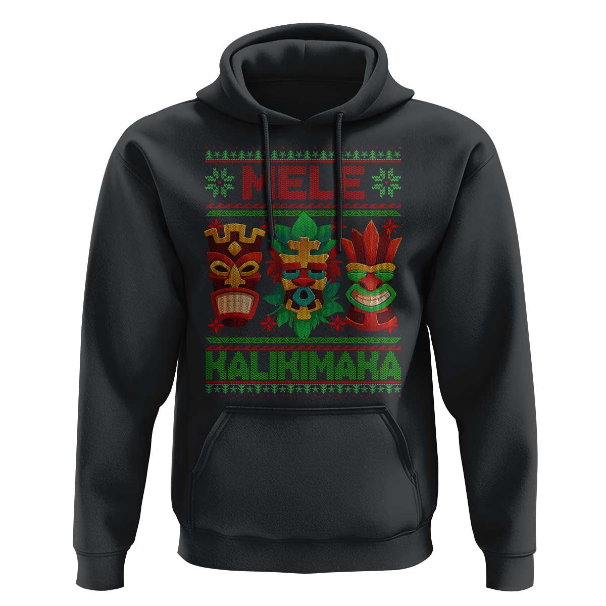 Christmas In Hawaii Hoodie Mele Kalikimaka Ugly Tikis Kakau Tattoo