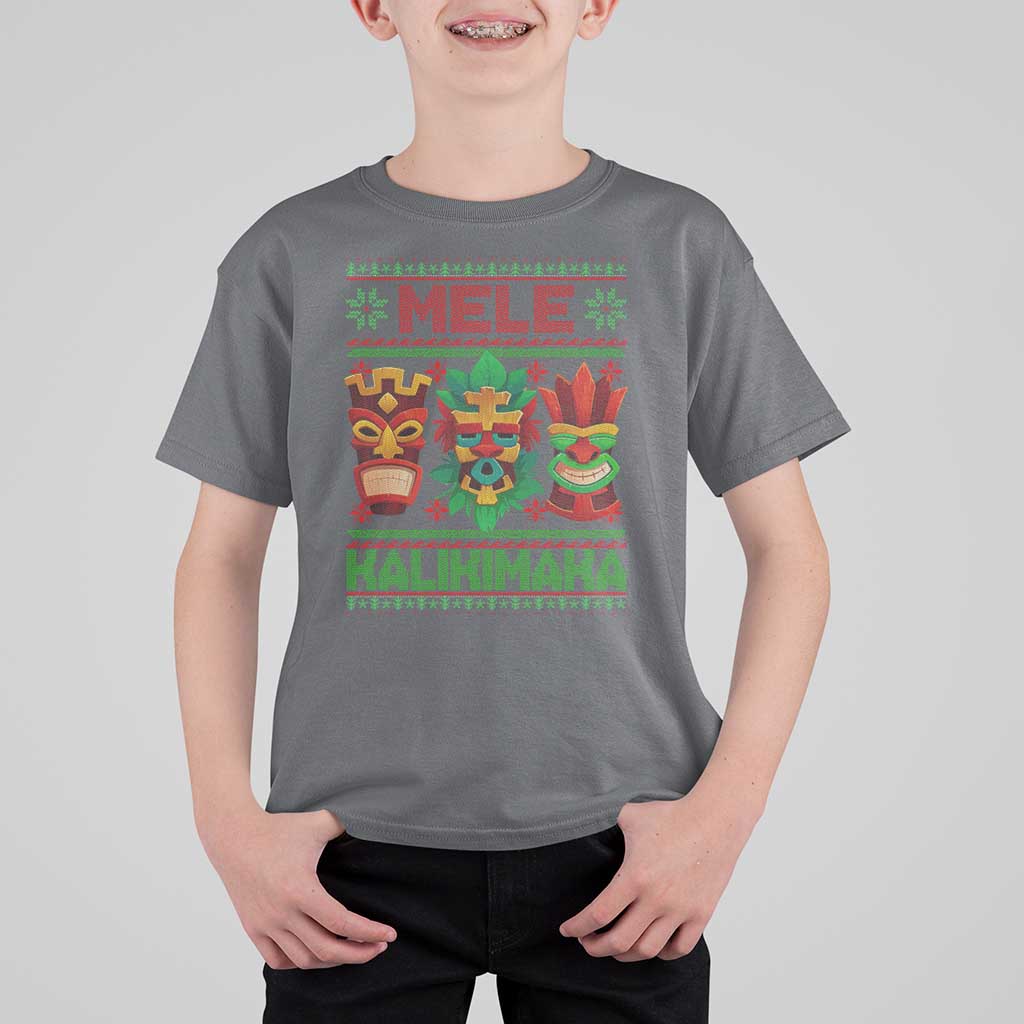 Christmas In Hawaii T Shirt For Kid Mele Kalikimaka Ugly Tikis Kakau Tattoo - Wonder Print Shop