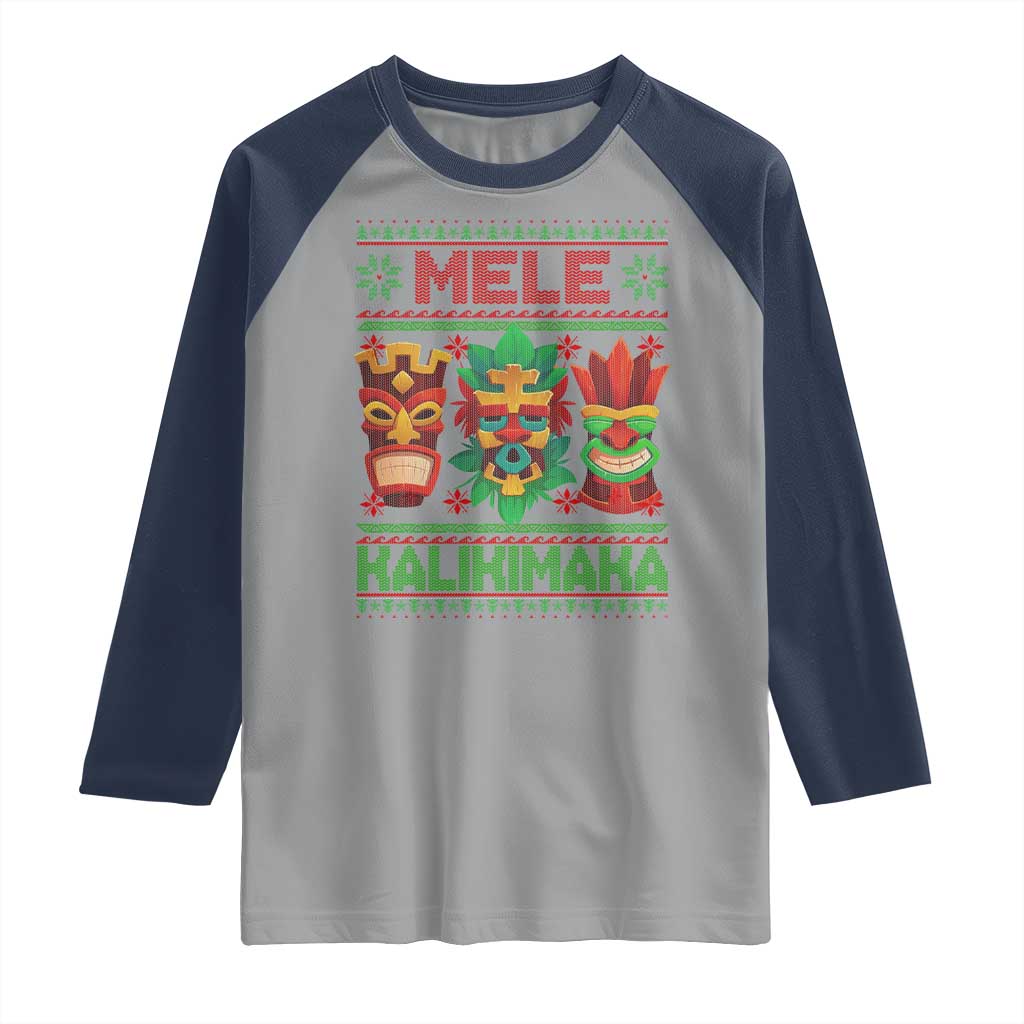 Christmas In Hawaii Raglan Shirt Mele Kalikimaka Ugly Tikis Kakau Tattoo