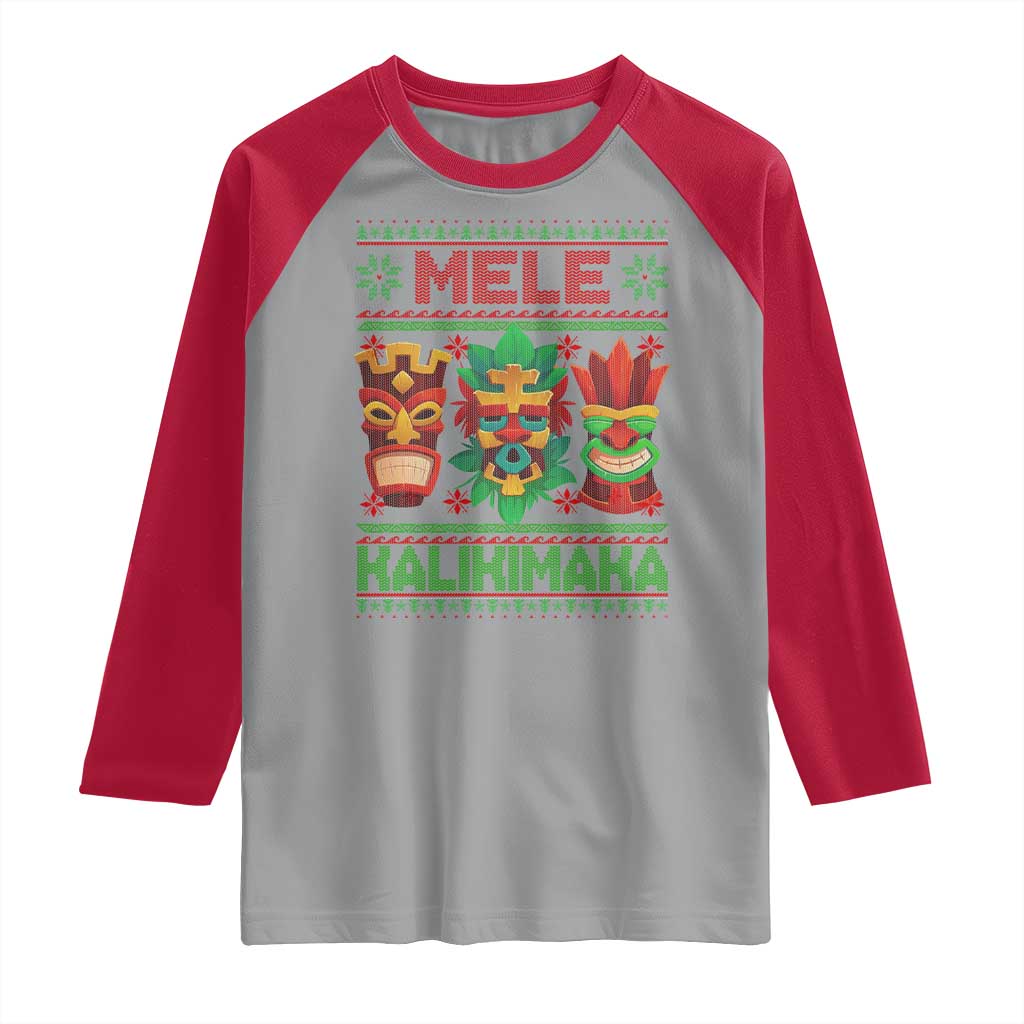 Christmas In Hawaii Raglan Shirt Mele Kalikimaka Ugly Tikis Kakau Tattoo