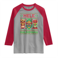 Christmas In Hawaii Raglan Shirt Mele Kalikimaka Ugly Tikis Kakau Tattoo