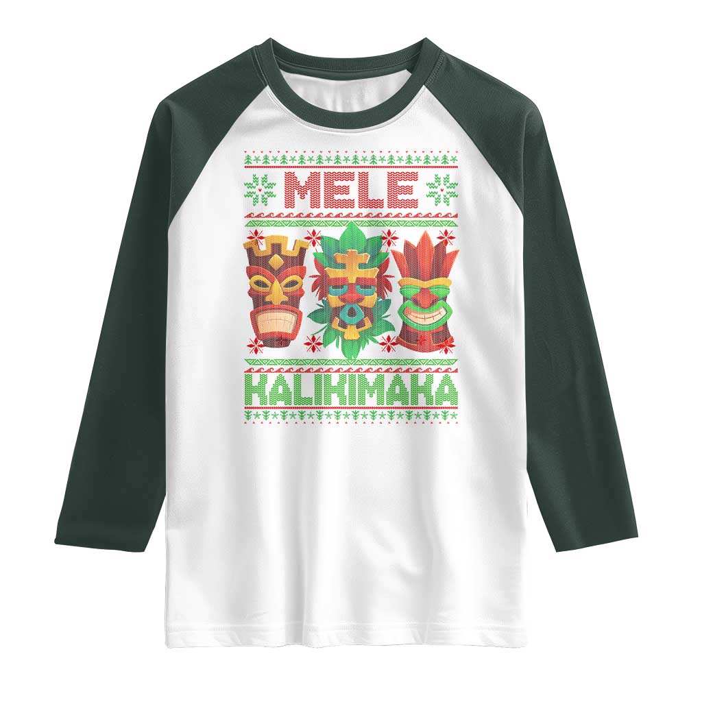Christmas In Hawaii Raglan Shirt Mele Kalikimaka Ugly Tikis Kakau Tattoo