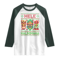 Christmas In Hawaii Raglan Shirt Mele Kalikimaka Ugly Tikis Kakau Tattoo