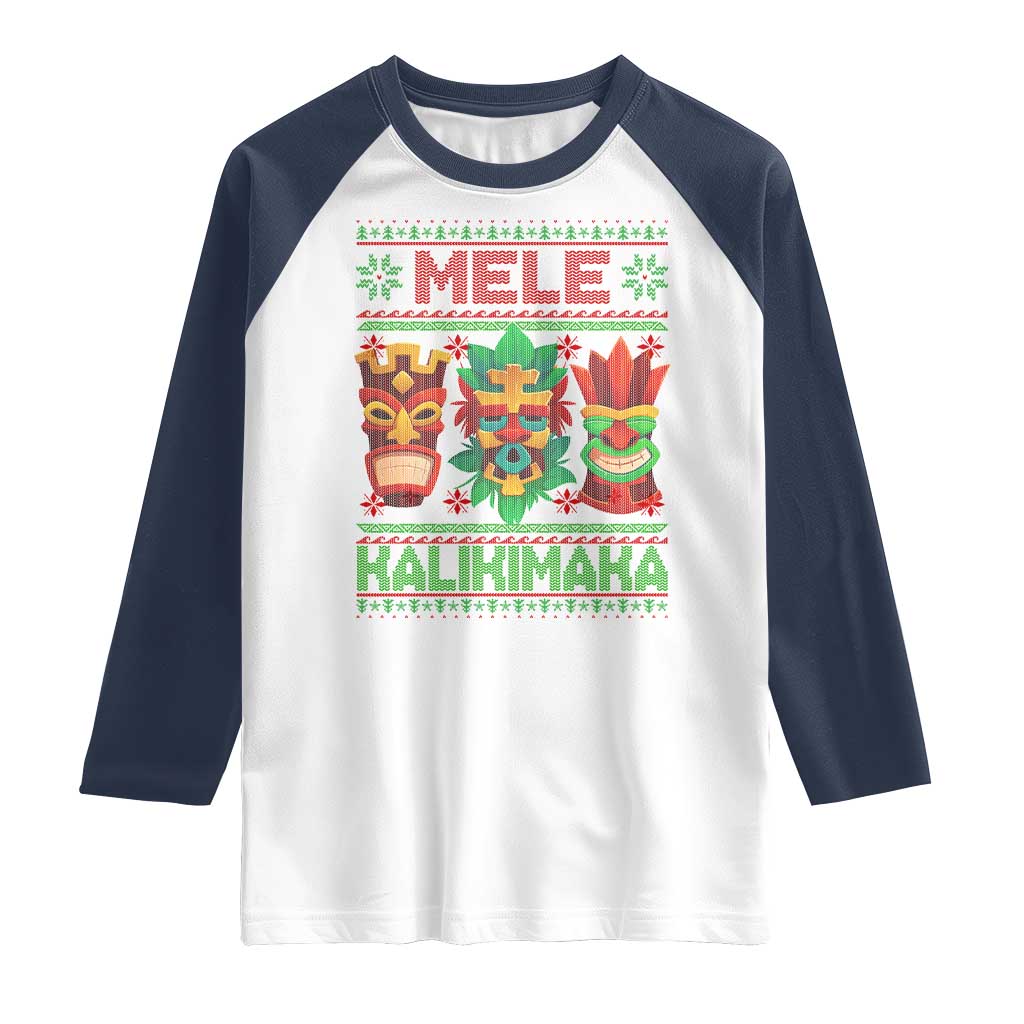 Christmas In Hawaii Raglan Shirt Mele Kalikimaka Ugly Tikis Kakau Tattoo