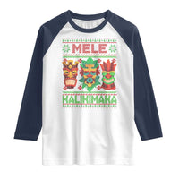 Christmas In Hawaii Raglan Shirt Mele Kalikimaka Ugly Tikis Kakau Tattoo