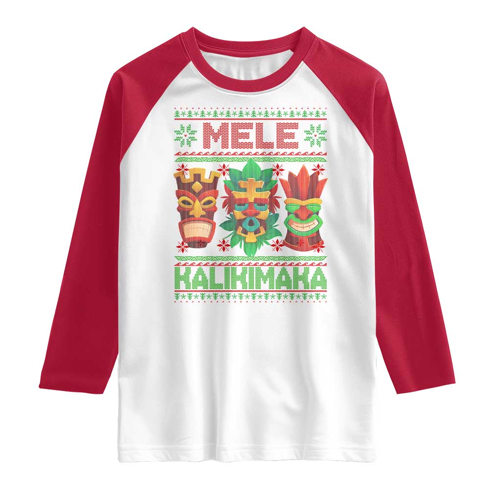 Christmas In Hawaii Raglan Shirt Mele Kalikimaka Ugly Tikis Kakau Tattoo