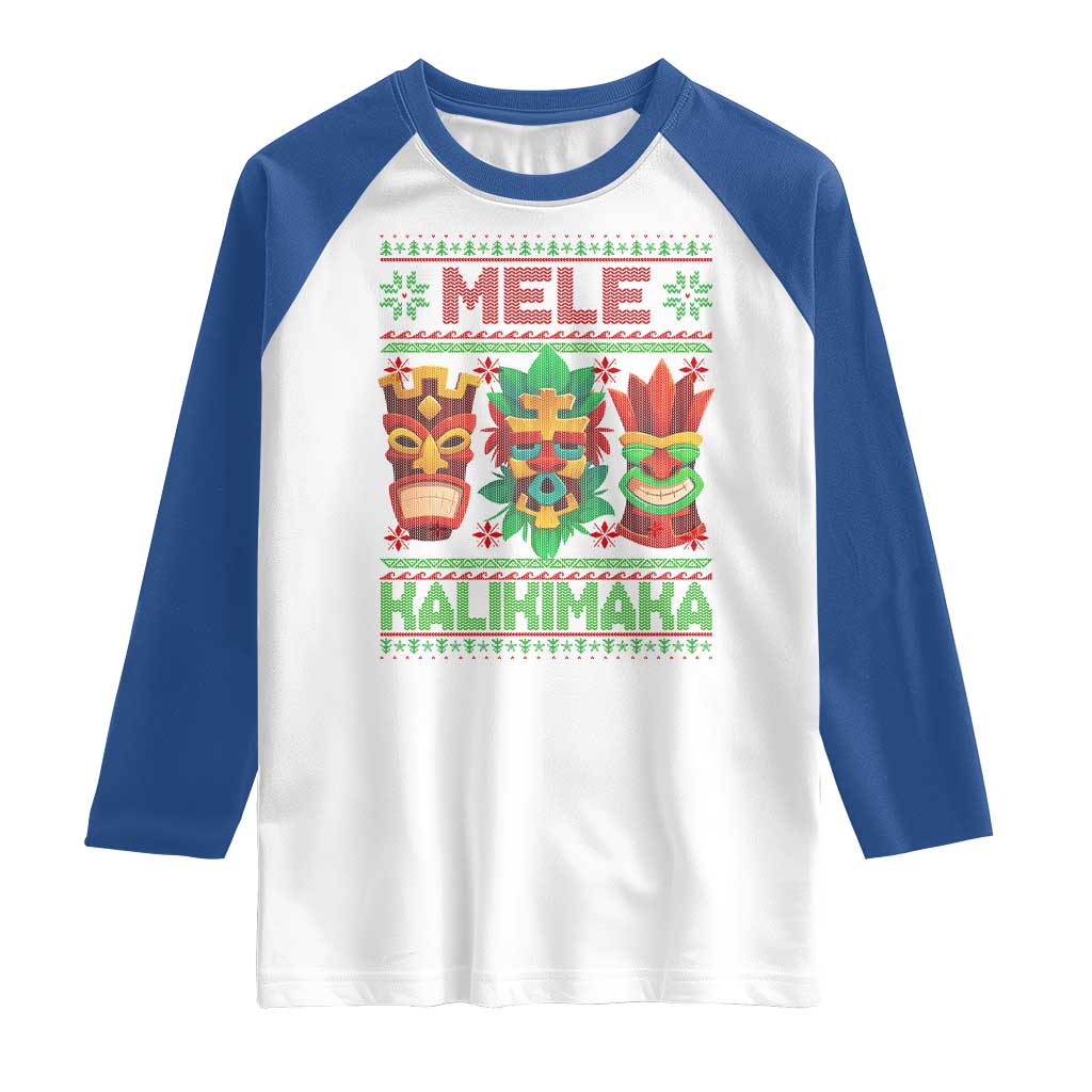 Christmas In Hawaii Raglan Shirt Mele Kalikimaka Ugly Tikis Kakau Tattoo