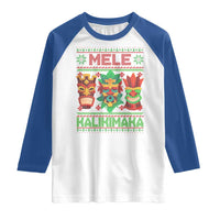 Christmas In Hawaii Raglan Shirt Mele Kalikimaka Ugly Tikis Kakau Tattoo