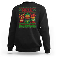 Christmas In Hawaii Sweatshirt Mele Kalikimaka Ugly Tikis Kakau Tattoo - Wonder Print Shop