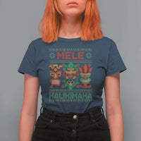 Christmas In Hawaii T Shirt For Women Mele Kalikimaka Ugly Tikis Kakau Tattoo - Wonder Print Shop