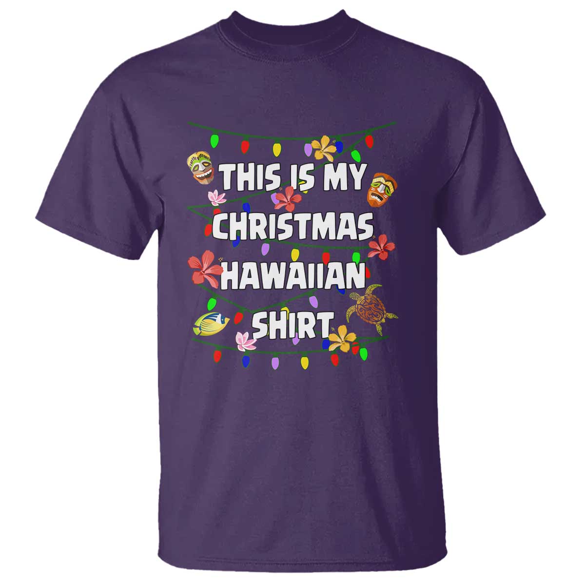 Christmas In Hawaii T Shirt This Is My Christmas Hawaiian Shirt Tikis Hibiscus Flower - Wonder Print Shop