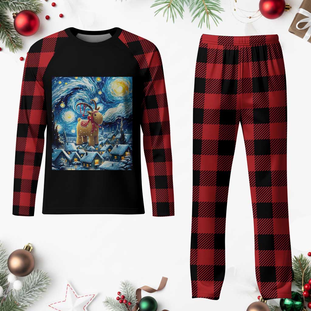 Yule Goat Plaid Pajama Set Yule Starry Night Winter Solstice Xmas Vincent Van Gogh - Wonder Print Shop
